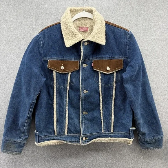 Levi's Type 1 Jeans Yuji Itadori Anime Jacket Mens Large Blue Sherpa Denim - Picture 2 of 11